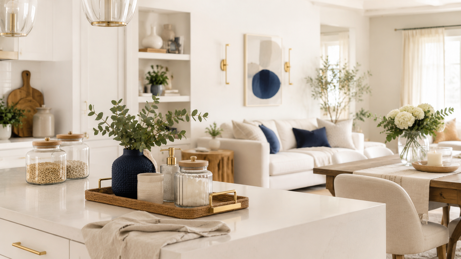 Ambiente elegante e acolhedor em tons neutros